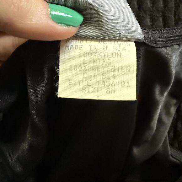 Vintage Black Textured Whimsigoth Patterned Rabbit Rabbit Rabbit 90's Witch 8M - Picture 5 of 6